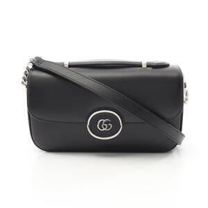 Gucci Double GG Shoulder Bag Leather Black